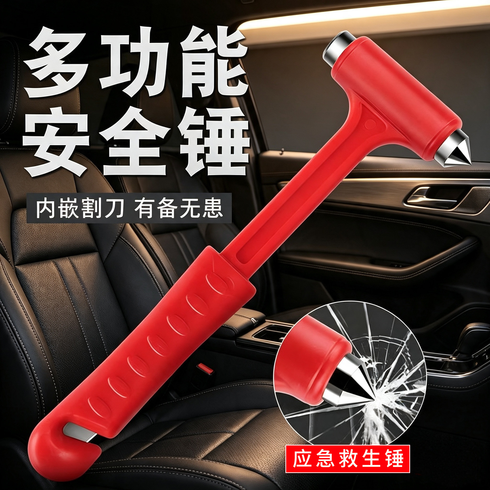 汽车多功能安全锤消防救生逃生锤破窗器车载车用迷你应急器手锤