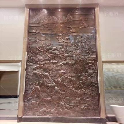八厂家壁画铜板铜仿雕刻锻画浮雕仙装饰海过铜浮雕玻璃钢纯铜定制