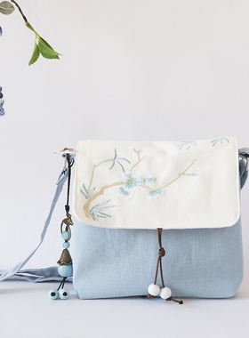 手工刺绣汉服古风包包小包包女包帆布包斜挎包民族风单肩包小方包