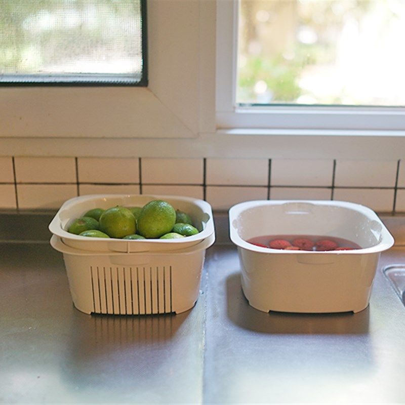 朴房 简约沥水篮三件套 洗菜厨房收纳筐水果蔬菜篮淘米霜山带盖子,餐饮具,洗菜盆/沥水篮/漏水筛,淘宝优惠券,粉丝福利购,淘宝优惠卷