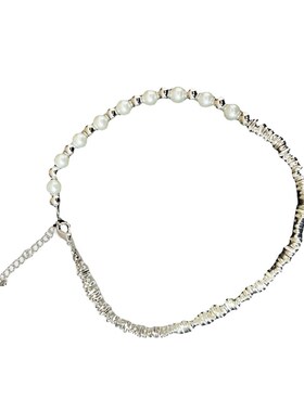 小众设计感不规则碎银子珍珠项链2023年新款简约高级感锁骨链颈链