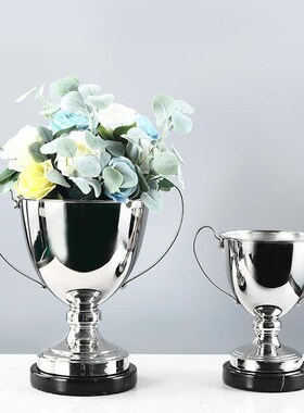 厂家花瓶摆件客厅l插花干花北欧样板房创意电视柜轻奢金属奖杯家