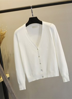 针织开衫女春秋20l21新款秋季短款修身旗袍外搭小外套百搭白色薄