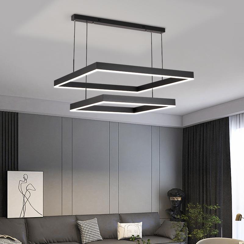客厅吊灯大气极简卧室餐厅餐桌灯具北欧组合套餐方形主灯现代简约