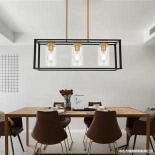 亚马逊ebay长方形灯具美式 店玻璃吊灯 乡村铁艺餐厅厨房岛吧台服装