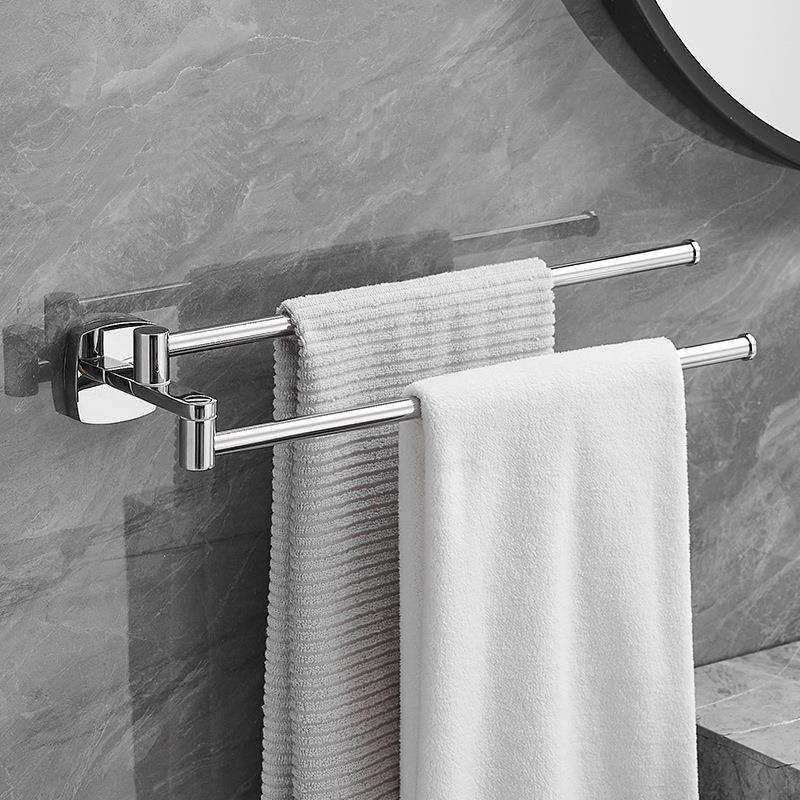 可旋转毛巾架卫生间免打孔不锈钢浴室置物架双杆活动毛巾挂杆极简,3C数码配件,USB灯,淘宝优惠券,粉丝福利购,淘宝优惠卷