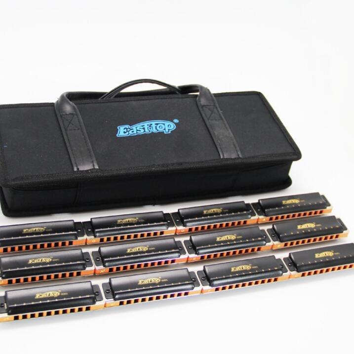 东方鼎easttop T008K十孔蓝调布鲁斯口琴初学7调/12调套装