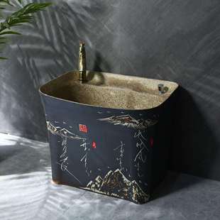 阳台家用防堵拖把池落地式室外个性墩拖布池呕吐水盆方形庭院复古