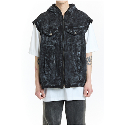 ZGTA 帅气个性无袖设计感防风情侣ins风气质独特学生连帽背心外套