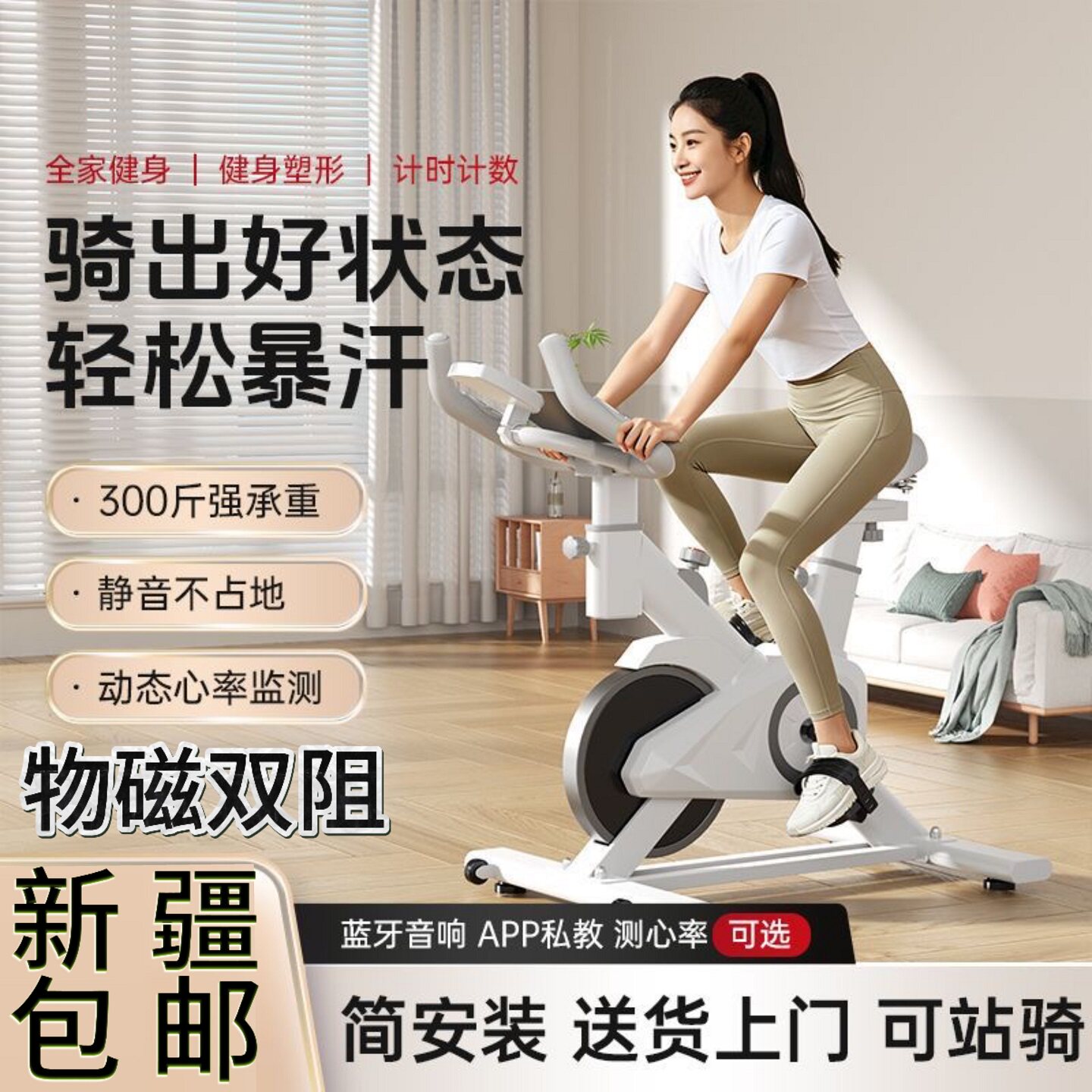 新疆包邮动感单车家用款健身器材