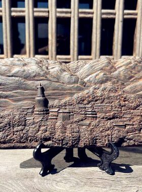 取景悟空周边黑房非遗装饰五文砖雕文创礼品山山西摆件神话台