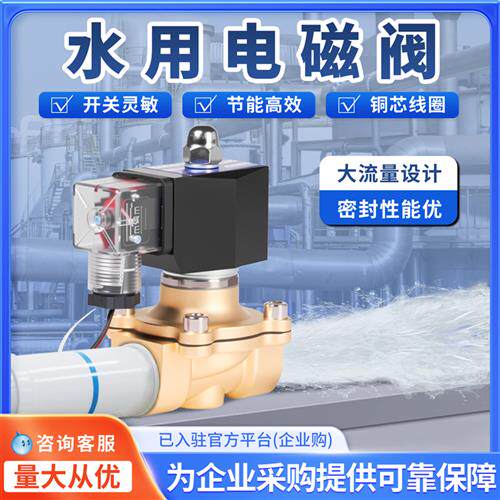 常闭防水电磁阀 DC24V 4分6分管道电子开关阀门 带手动可频繁开闭