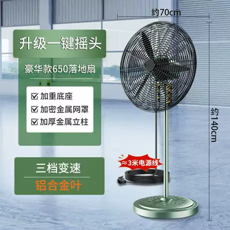 650落地扇(豪华款)【升级一键摇头】铜芯电机+铝合金叶