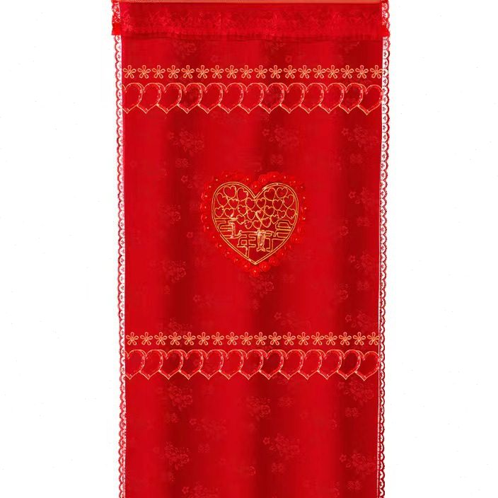 .婚房布置结婚红门帘中式卧室婚房门帘喜庆喜字喜帘挂帘婚庆红帘