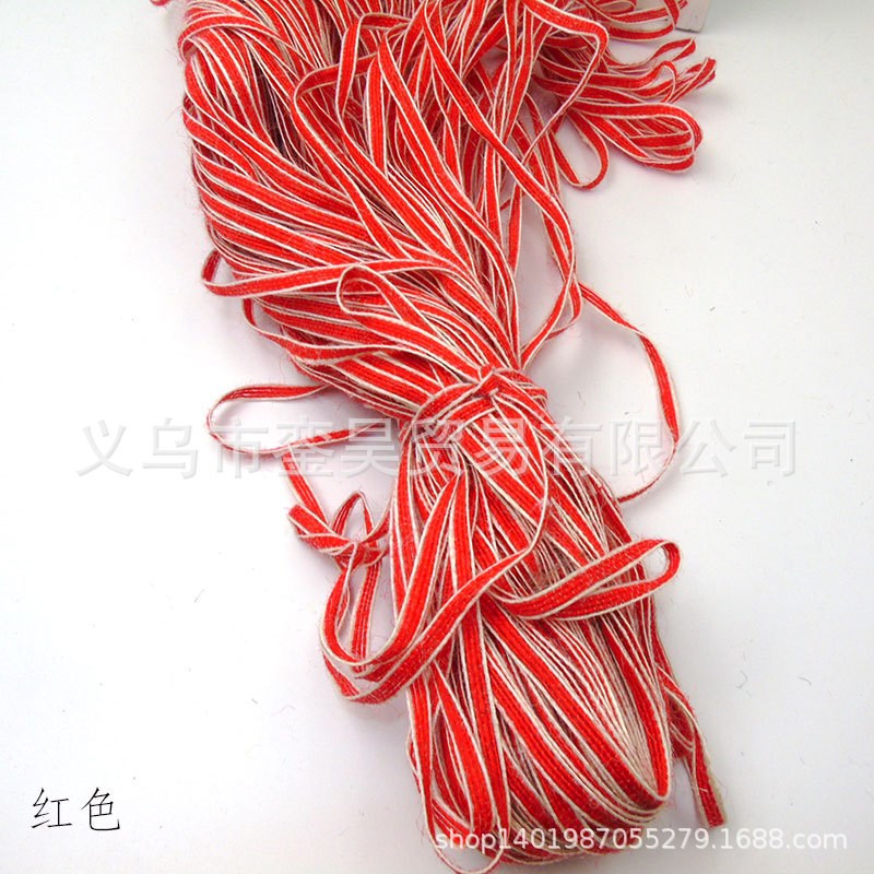 厂家直销 0.6cm彩色鱼丝麻 黄麻绳 创意织带 手捧花装饰麻带