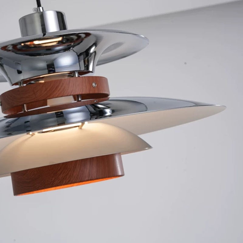 意式极简PH5飞碟餐厅吊灯中古木纹餐桌小吊设计师创意岛台吧台灯