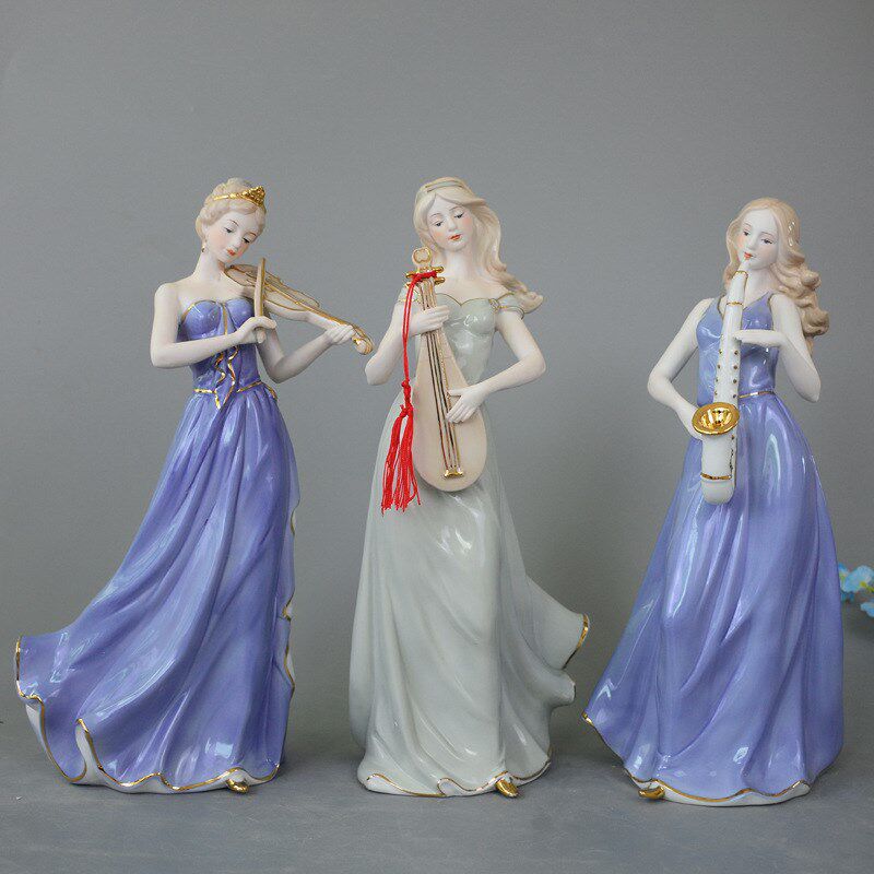 欧式陶瓷音乐西洋女人物艺术品创意客厅酒柜卧室装饰品家居摆件