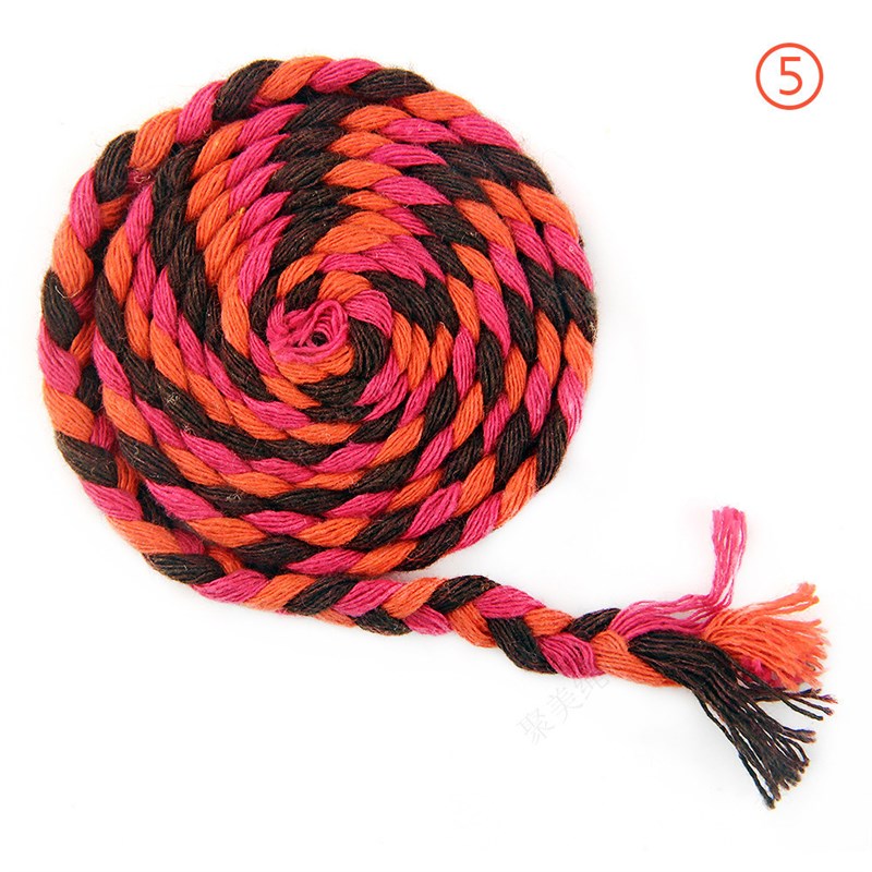 12#棉绳 三色三股辫子棉绳 7毫米民族风格装饰绳编织绳 裤腰带绳
