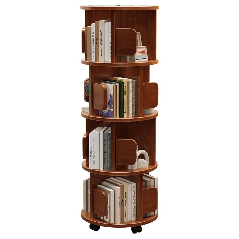 实木转角书架墙角置物架家用书柜多层收纳架落地多功能旋转可移动