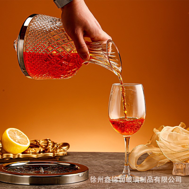 透明轻奢醒酒器不倒翁玻璃瓶家用分酒瓶好看高级感旋转瓶子