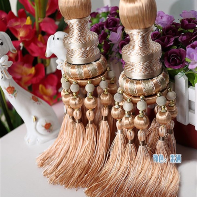 窗帘挂球绑带绑绳吊球流苏穗帘头穗装饰球欧式一对现代简约扎束带
