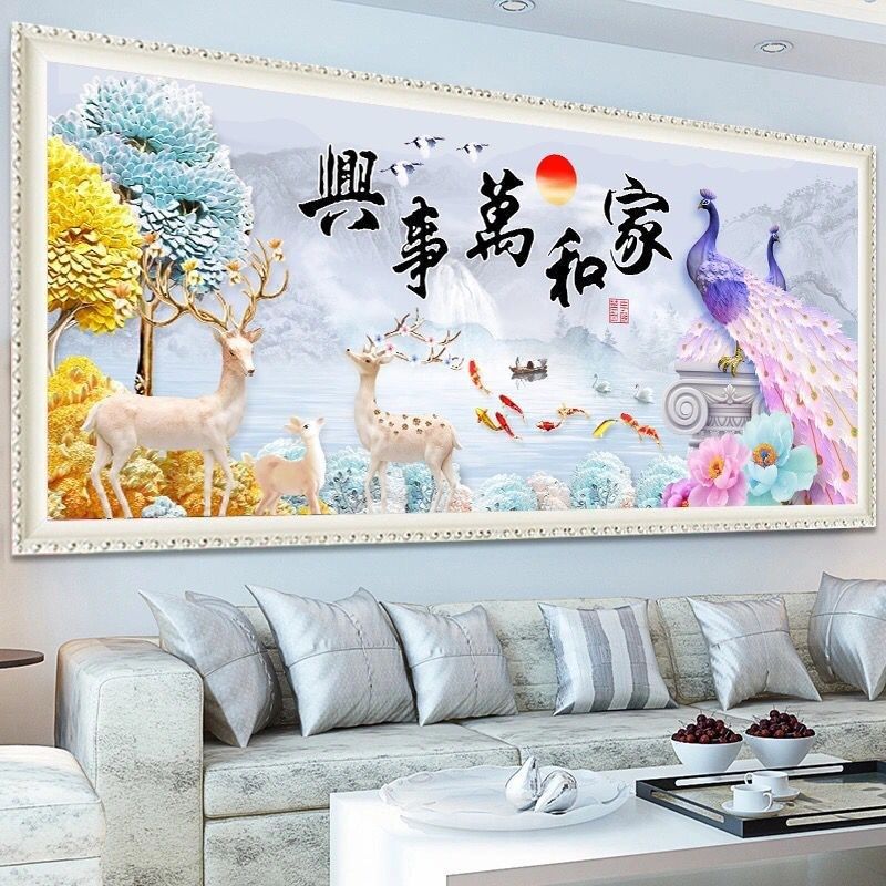 2021十字绣新款客厅钻石画家和万事兴孔雀麋鹿钻石绣满钻点贴钻秀,居家布艺,钻石绣,淘宝优惠券,粉丝福利购,淘宝优惠卷