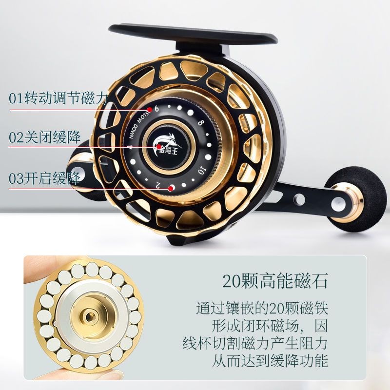 金飚王数显筏轮筏桥钓自动排线全金属微铅筏钓轮磁力一键缓降格坤