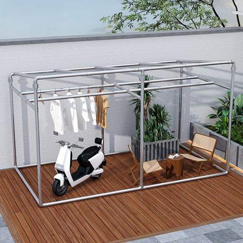 镀锌钢管晾衣架户外斜坡落地室外葡萄架庭院家用晾衣杆花棚遮阳棚