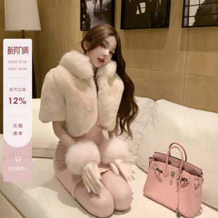 bewithRosey 进口獭兔狐狸毛领双色皮草 财阀千金