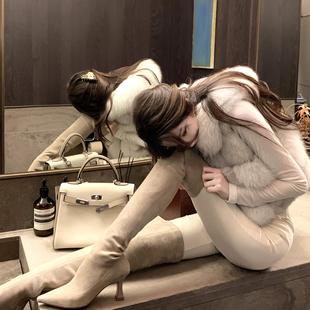 bewithRosey【娇养雪狐】saga级进口狐狸毛龟背短款马甲皮草外套