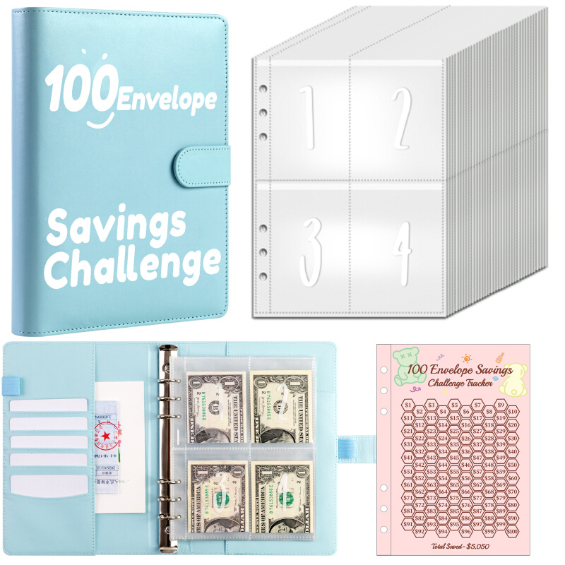 Envelope Challenge情侣挑战100天活页储蓄存钱本现金信封笔记本