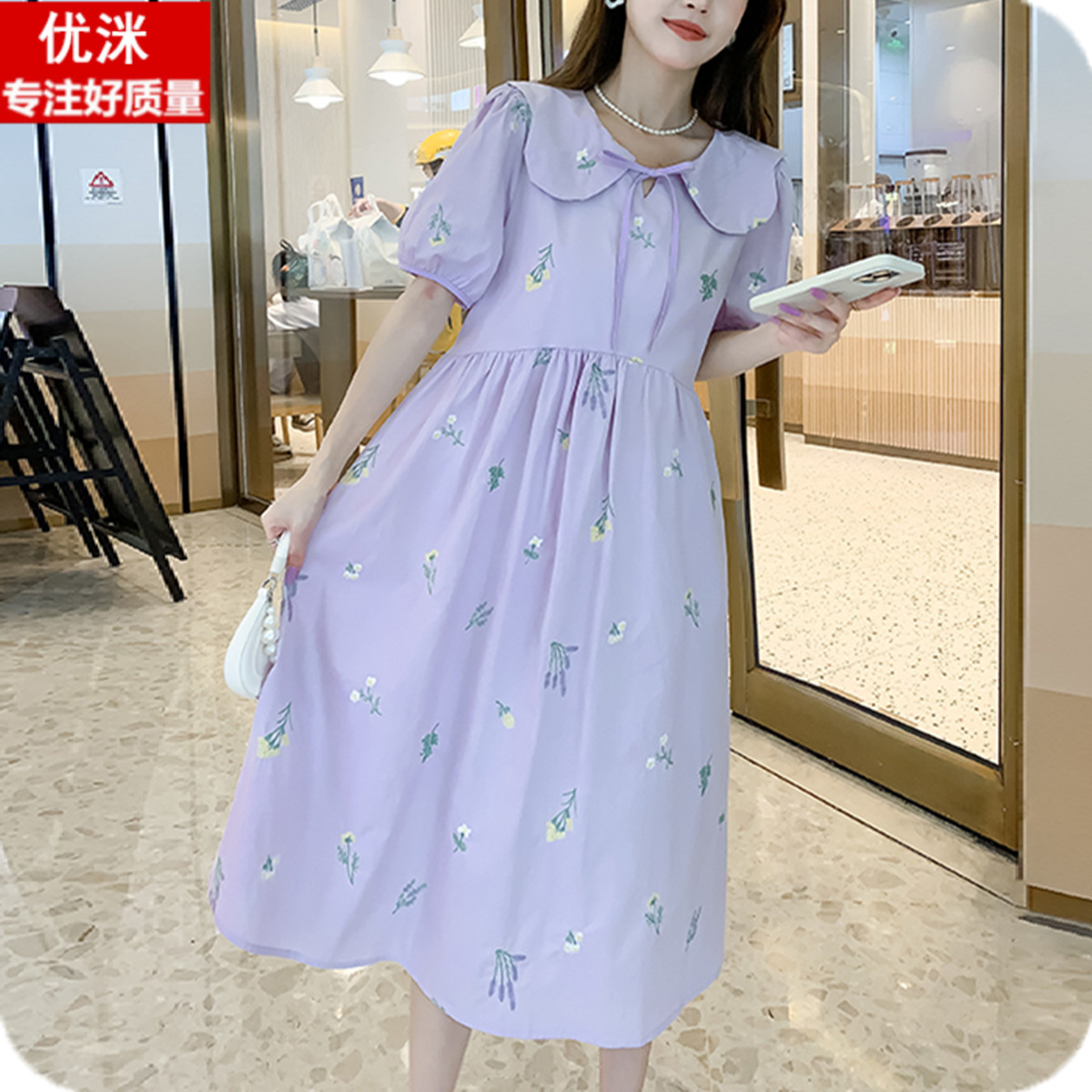 胖女童连衣裙夏季12胖女孩加肥加大码15岁初中生甜美宽松显瘦裙子