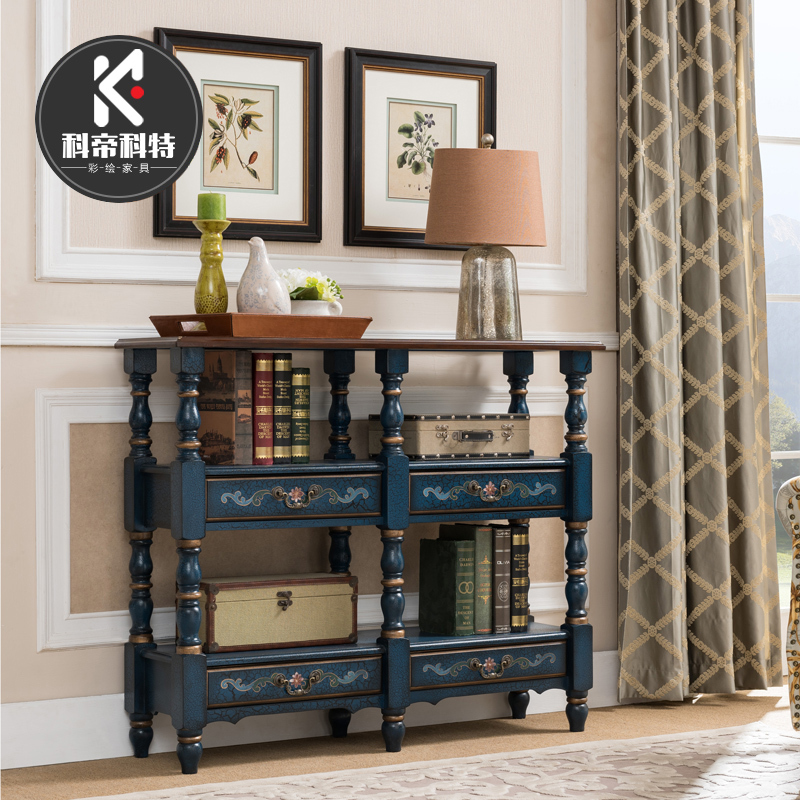 美式实木书柜客厅简约落地书架儿童小书橱多层置物架矮储物柜子