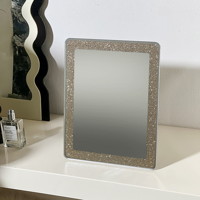 化妆镜折叠台式便携梳妆镜网红桌面高清镜子梳妆台美妆横竖两用款