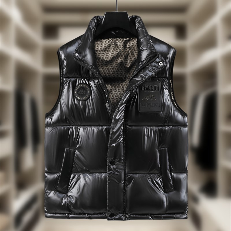 2024冬季新款男士马甲亮面免洗马夹加厚保暖背心坎肩棉衣潮流外套
