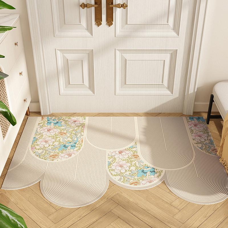 法式奶油风地垫入户门垫进大门口脚垫子家用耐脏免洗皮革玄关地毯