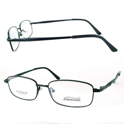 包免邮新视窗纯钛全框近视眼镜架眼镜框大号码宽脸(黑色)男