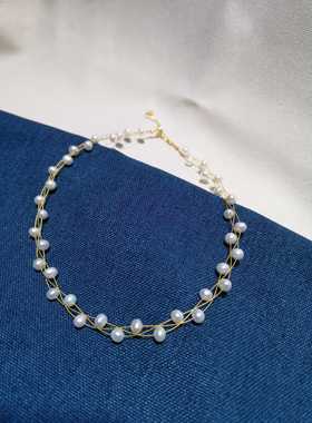 淡水珍珠项炼多层项链珍珠劲链