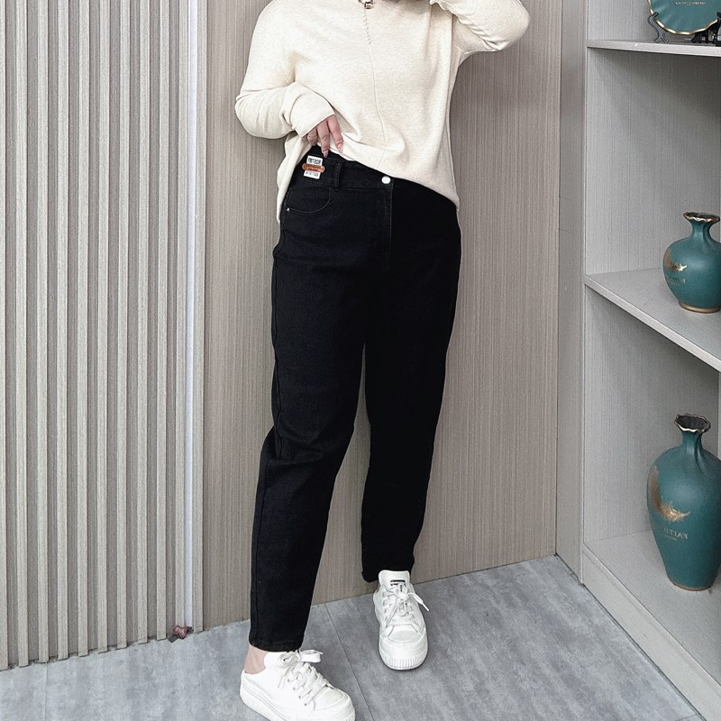 大码女装2024春秋新款高腰哈伦牛仔裤女胖mm宽松显瘦直筒休闲裤子