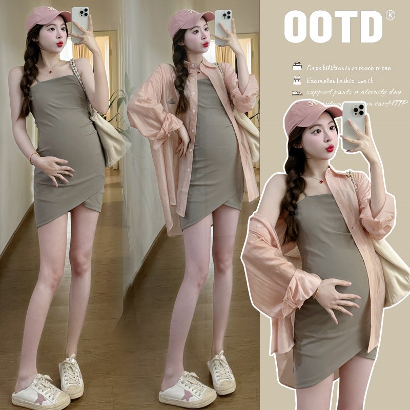 孕妇装2024新款春夏套装时尚洋气时髦气质夏季两件套连衣裙吊带裙