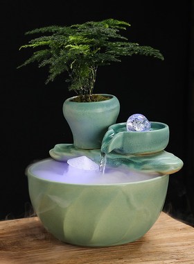 中式小型风水球流水器喷泉摆件循环水家居客厅办公室茶桌面装饰品