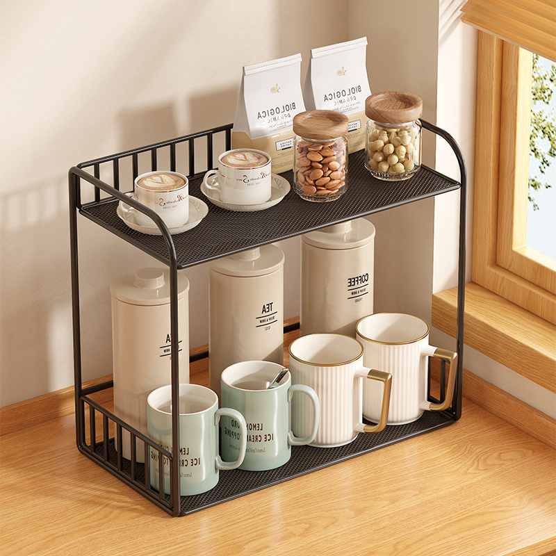 桌面置物架杯架杯子收纳架水杯架子双层茶水间餐桌茶杯茶具放置架