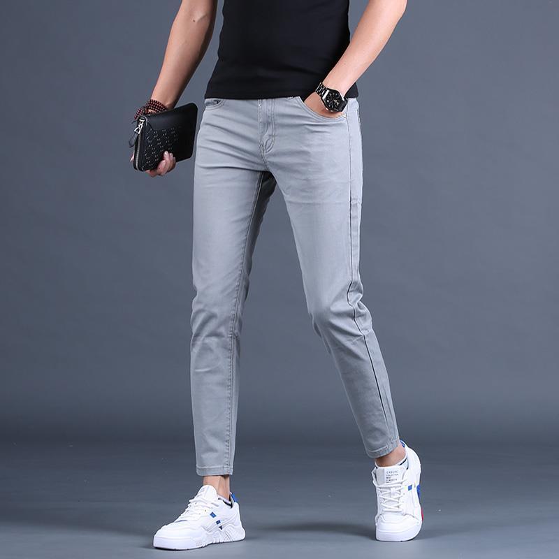 男装休闲裤时尚男士2022新款秋季潮流九分裤修身小脚9分牛仔裤薄