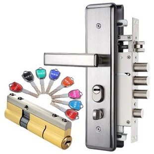 机械不锈钢门锁卧室通用型实木房间门锁JI反锁宿舍密室锁芯带锁锁