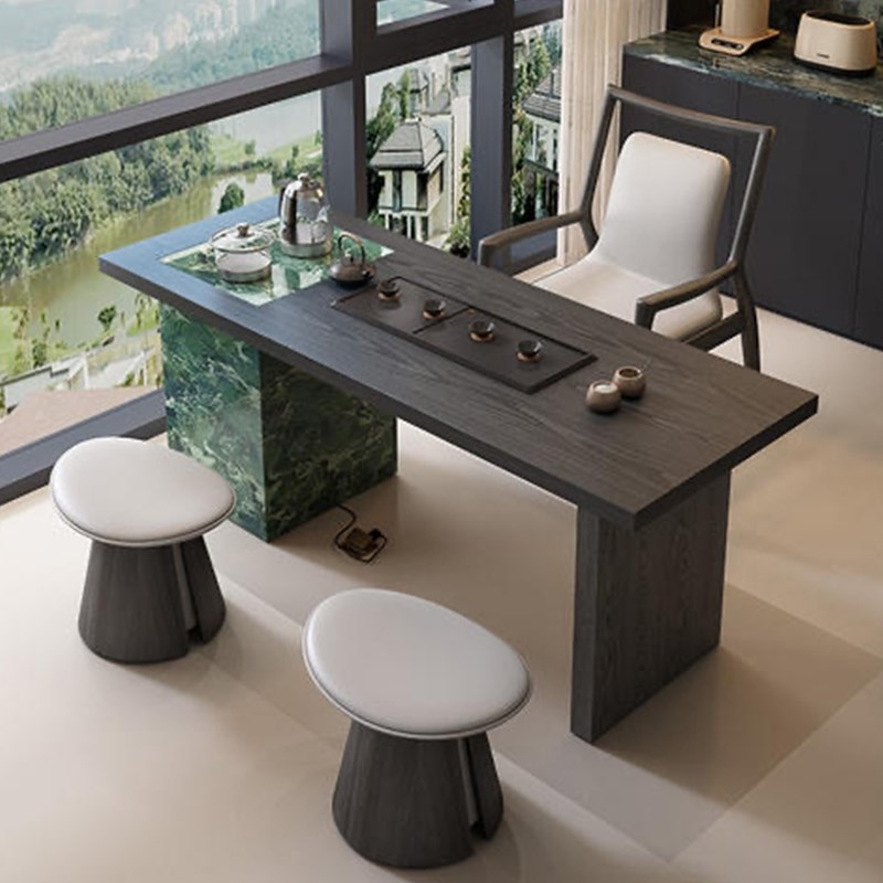 新中式2025新款现代家用阳台轻奢岩板泡茶桌高级感办公室实木茶台