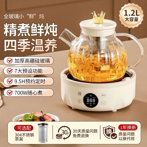 德国养生壶多功能小型办公室煮花茶壶全玻璃恒温壶炖煮一体烧水壶