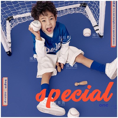 新款儿童摄影服装道具男童拍照衣服棒球主题运动风影楼写真艺术照