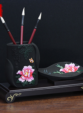 活性炭雕工艺品老师办公室笔筒桌面装饰品摆件实用创意教师节礼物