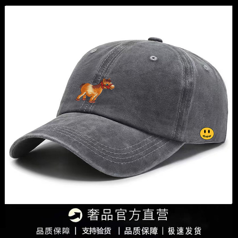 【一折专区】DREW SEEW 笑脸鸭舌帽棒球帽女秋冬季韩版潮牛仔百搭