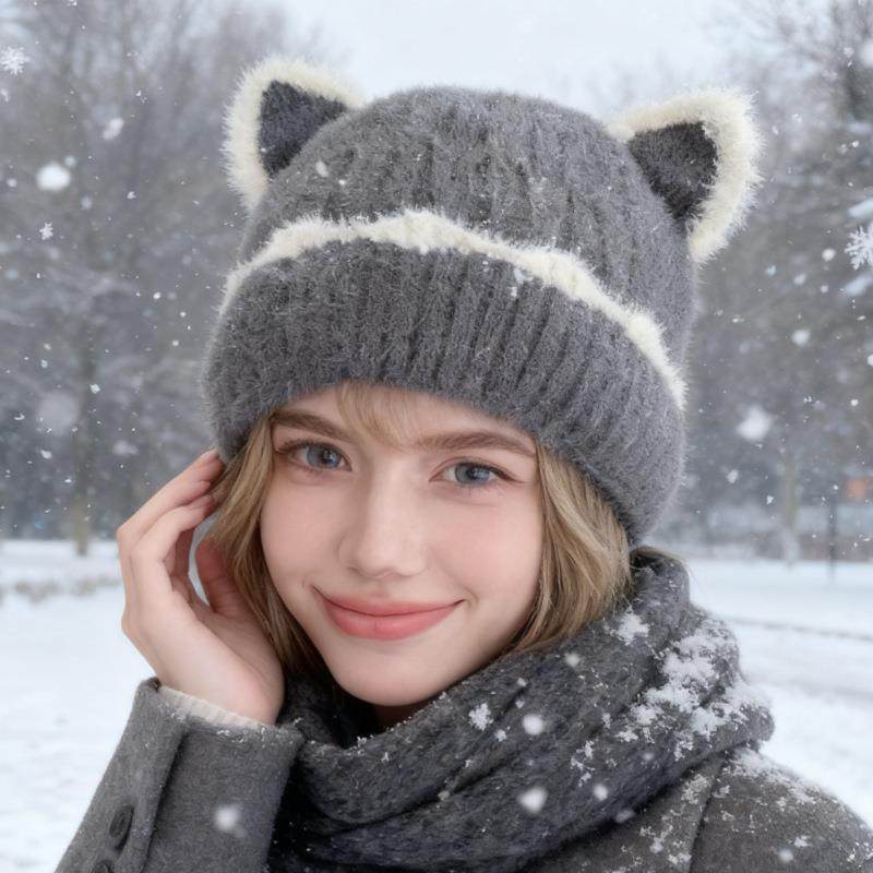 超好看冬帽冷帽女秋冬天可爱针织保暖毛线帽护耳防寒套头帽时尚
